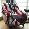 Filtar Amerikansk flagga bomullsplädar Heminredningsfilt för soffa Pianoöverdrag Sängöverdrag Matta Gobeläng täcke CHAUSUB T230710