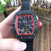 Richa Milles Uhrwerk, mechanische Schweizer Uhrwerkuhr, Top-Qualität, sportlicher Stil, Weinfass-Typ-Carbon-Tourbillon-Armbanduhr HB8BL899