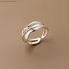 Bröllopsringar Modian 925 Sterling Silver Oregelbundet Line Fashion Open Ring Size 68 Simple Stapble Wave Finger Ring Z230711