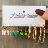 Ensemble de boucles d'oreilles colorées à la mode pour femmes filles résine verte perle couleur or cercle en métal balancent mode 230710