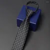 Bow Ties Brand Men's 6CM Zipper Tie High Quality Men Business Work Necktie Fashion Formal Slim Neck For Classical Blue