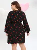 Klänningar finjani plus size klänningar för kvinnor 2022 Summer Allover Heart Print Belted Midi Dress Elegant Heart Mönsterklänning