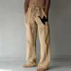 Pantaloni da uomo in cotone e lino per uomo con stampa di uccelli, casual, ampio, stile hippy, retrò, classico, leggero, sportivo, punta aperta