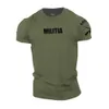 T-shirts pour hommes T-shirt pour hommes Lettre militaire Gun Print Col rond Chemise surdimensionnée Sports Street Style T-shirt à manches courtes de haute qualité Top pour hommes 230710