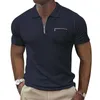 Men's T Shirts Fashion Trend Zipper Pocket Sports Top Shirt