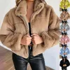 Abiti caldi Giacca oversize da donna Tinta unita Top in pile Ritagliata Cappotto femminile Soffice pelliccia sintetica Teddy Camicetta Haruku Streetwear