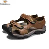 Sandales 912 masculines marque en cuir authentique Classic Summer Male extérieur extérieur décontracté sandales de mode de mode grande taille