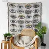 Filtar Boho Soffa Sängfilt Stickad Bomull Sofföverdrag Demon Eye Weighted Gobestry Bohemian Tofs Boho Wall Deco Picknick Matta Filtar T230710