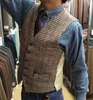 Coletes masculinos de tweed colete masculino casual decote em V vintage sem mangas para padrinhos de casamento colete