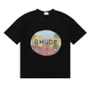 アクセサリーデザイナーRhudeTシャツメンズショーツレディース衣料ティーパターン夏の半袖Tシャツヒップホップレターグラフィティプリントルー