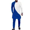 Vêtements ethniques fête africaine 2 pièces ensemble pour hommes Dashiki simple poitrine chemises et pantalons ensembles tenues costume Tribal survêtement