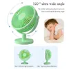 Electric Fans Desktop Fan USB Laddningsbar utomhuscamping Fan Speed ​​Oscillating Fan 90 grader roterande med LED -ljus för sovrumets sovsal