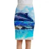 Skirts KYKU Brand Landscape Women Train Sexy Sunset Print Skirt Travel Office 3d Ladies Womens Floral Anime