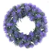 Decoratieve bloemen lavendel krans kunstbloem rotan ring ornamenten paars voor voordeur muren decoratie