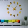 Wandklokken Verschillende Skelet Hoofd DIY Terror Wall Art Giant Wandklok Naald Frameloze Zombie Hoofd Muur Horloge Halloween Decoratie Z230711