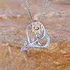 Pendant Necklaces Purple Crystal Gold Color Sunflower Necklace White Blue Opal Heart For Women Vintage Silver Boho Jewelry