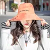 Berets Embroidery Foldable Bucket Hat For Women Girls Summer Sun Visor Fisherman Cap Ladies Wide Brim Sunscreen Hats Caps