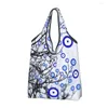 Shopping Bags Cute Mediterranean Evil Eye Mandala Tote Bag Portable Nazar Amulet Groceries Shopper Shoulder