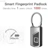 Serrures de vélo Smart Biometric Fingerprint Lock Usb Rechargeab Anti-tht Security Padlock Étanche Pour Bicyc Bagages Case Door HKD230710