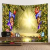 Wandtapijten Aanpasbare muuropknoping Boheems wandtapijt Mandala Wall Art Primitieve Bos Houten Brug Print Groot wandtapijt