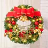 Decorative Flowers Christmas Wreath With Light Lights LED Front Door Hanger Garland Artificial For Party Decoration