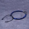 Charm Bracelets POHIER Natural Stone Lapis Lazuli Round Loose Beads Stainless Steel Skull For Men Women Jewelry