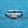 Met Zijstenen Knobspin Pricess Cut Ring 925 Sterling Sliver 1CT 2CT D VVS1 Lab Diamond met GRA Fijne Trouwringen voor Vrouwen 230707