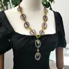 Подвесные ожерелья lii ji real stone grey желтый фиолетовый цвет Женские ожерелье 70 см аметисты аметисты лимонные джад