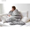 Blankets Fashion Chunky Merino Wool Blanket Thick Big Yarn Roving Knitted Blanket Winter warm Throw Blankets sofa bed blanket T230710