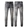 Designer stack jeans europejski fioletowy jean męski haft pikowany zgrywanie dla trendu marki vintage spodnie męskie składane slim skinny fashion Amiris amirs sproste spodnie
