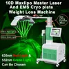Green Red Light 10D Lipo Laser Slimming Machine Perte de graisse Cryo EMS Muscle Stimulez Réduisez l'élimination des cellulites de graisse 3 dans 1 équipement 635 nm 532 nm