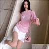 Women'S Knits Tees 2023 Designer Womens Tops Wear Net Red Met Hollow Front Letter Borduursel Losse Comfortabele Persoonlijkheid Trendy Dhavp