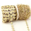 Chains 5 Meters Wholesale Brass Daisy Charm Chain Gold Plated Cz Enamel Flower Beaded for Necklace Bracelet DIY Jewelry Making 230710