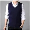 Men's Vests 2023 Autumn Winter Men Uniform Vest Fashion V Neck British Student Sleeveless Waistcoat Tops Business Sweaters C35