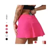 Yoga-Outfits L22 Plissee Tennisrock Damen Gym Kleidung Sportshorts Weiblich Laufen Fitness Tanzunterwäsche Strand Biker Golfröcke Atmungsaktiv design66ess