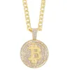 Pendant Necklaces New Punk Hiphop Golden Rose Gold Silver Color Bitcoin Shape Metal for Men Women Friends Jewelry Gift 230613