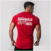 Men'S T-Shirts New Summer Fashion Alphalete Mens Short Sleeve Bodybuilding And Fitness Gyms Clothing Workout Cotton T-Shirt Men Drop Dh7Q8