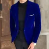 Ternos masculinos terno formal jaqueta agasalhos masculino blazer gola redonda veludo um botão simples