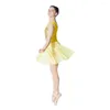 ステージ摩耗レッドナイロン/ライクラスパンコールダンスレオタードドレスシフォン不規則なスカート女の子バレエダンスウェアレディースコスチューム