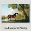 Handmålad George Stubbs Horse Painting Bay Hunter by A Lake1787 Canvaskonst Klassisk landskap Familjerumsinredning