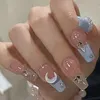 False Nails 24pcs Long Ballerina Butterfly Ribbon Design Fake Art Artificial Waterproof Removable Press On Nail With Tools