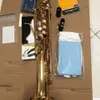 High quality 54 lacquered gold brass BB tuned soprano straight pipe saxophone one to one engraved pattern jazz instrument with accessories