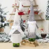 DHL Décorations De Noël Toppers Gnomes Poupée Couverture De Bouteille De Vin Joyeux Décoration Table Cadeau 37x15cm