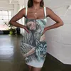 Vestidos casuais Giyu Brand Indios Dress Women Horse Ladies Animal 3D Print War Halter Sem Mangas Graffiti Bodycon Roupas Femininas