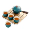 Wine Glasses One Pot Four Cups Well off Lazy Tea Making Artifact Kungfu Set with tray Automatic Rotary Ceramic Teapot filter 230710