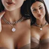 Hänge halsband xikh dubbelskikt mode trend kvinnlig halsband personlighet kvinnors grov/fin clavicle kedja tjej metall aluminium