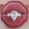 2023 Choucong Brand Top Sell Fedi nuziali Gioielli di moda semplici 925 Sterling Silver Fill Water Drop 5A Cubic Zircon Pink CZ Women Engagement Band Ring Gift