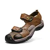 Sandales hommes en cuir véritable marque classique été mâle extérieur décontracté léger sandale mode baskets grande taille