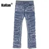 Jeans da uomo Kakan High Street Washed Cat Beard Harlan Patch per uomo Pantaloni con piedi slim fit consumati K27g37 230710