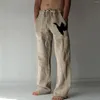 Pantalon homme coton lin pour homme oiseau imprimé décontracté coupe ample Baggy Hippie Style rétro classique chaussette garçon Stretch